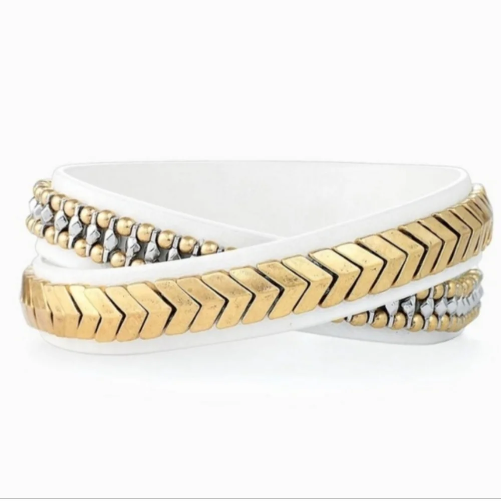 Stella & Dot Gilded Path Leather Wrap Bracelet